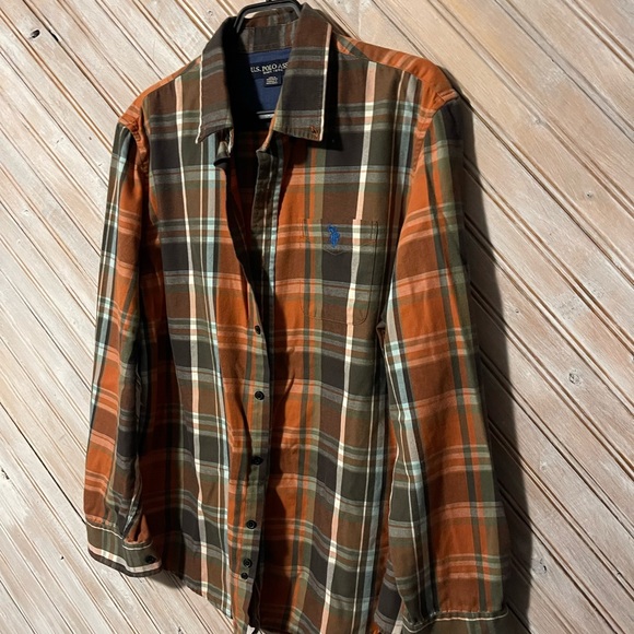 U.S. Polo Assn. Orange and Brown Casual Button Down Shirt - Picture 2 of 6